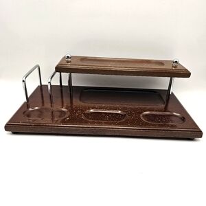 Vintage Wooden Men's Dresser Valet Desk Organizer Tray Jewelry Wallet Coin Caddy